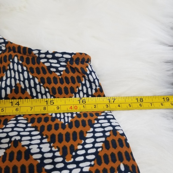 O'Neill Blue Geometric White Blue Brown Pattern Halter Skater Tank Top Neck Tie - Picture 6 of 8